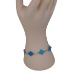 Silberarmband, moderne Linie mit Rautenkristallen, 19,5 cm