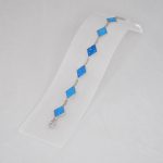 Silberarmband, moderne Linie mit Rautenkristallen, 19,5 cm