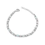 Silberarmband mit ovalen Einsätzen und Kristallen, 22 cm