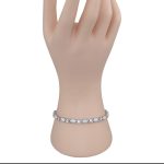 Silberarmband mit ovalen Einsätzen und Kristallen, 22 cm