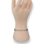 925 sterling ezüst karkötő geometrikus, kristályokkal, 21 cm