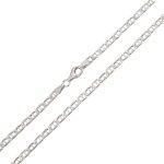 Silberne Halskette, abgeflachte Rüstung, 45 cm Unisex