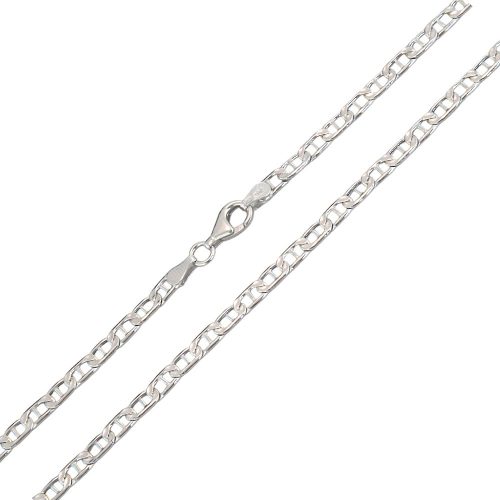 Silberne Halskette, abgeflachte Rüstung, 45 cm Unisex