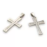 Ezüst medál, kereszt, kristályokkal