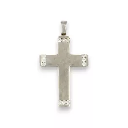 Ezüst medál, kereszt, kristályokkal