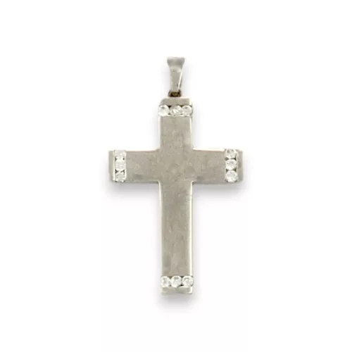 Ezüst medál, kereszt, kristályokkal