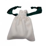 Samt-Schmuckbeutel weiß-grün 8x10