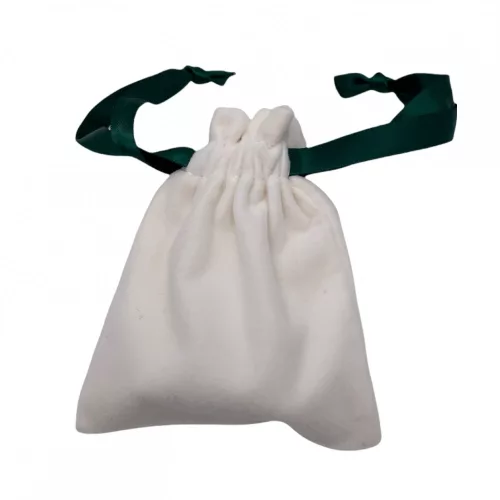 Samt-Schmuckbeutel weiß-grün 8x10