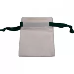 Samt-Schmuckbeutel weiß-grün 8x10