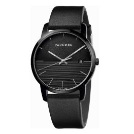 Calvin Klein K2G2G4C1 Herrenuhr mit Lederarmband, schwarz