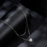 Ezüst dupla nyaklánc kristálymedállal