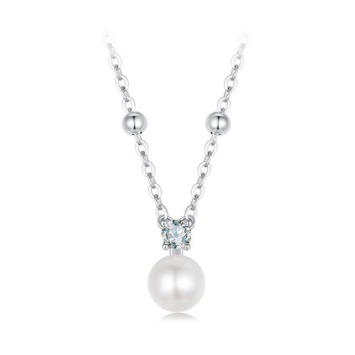 Ezüst nyaklánc fehér gyönggyel