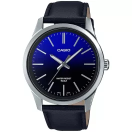   Casio Collection MTP-E180L-2AVEF Herrenuhr mit Lederarmband, Silber/Blau