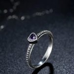 Herz-Silberring, Lila, 6