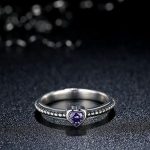 Herz-Silberring, Lila, 6