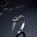 Herz-Silberring, Lila, 7