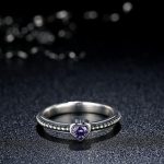 Herz-Silberring, Lila, 7