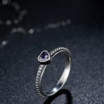 Herz-Silberring, Lila, 8