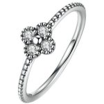 Kleiner Silberring mit Blumen, Silber, 6