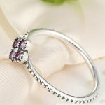 Kleiner Silberring mit Blumen, Rosa, 7