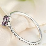 Kleiner Silberring mit Blumen, Rosa, 8