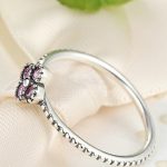 Kleiner Silberring mit Blumen, Rosa, 6