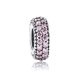  Silberner Ringanhänger, verziert mit Kristallsteinen, rosa