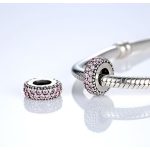  Silberner Ringanhänger, verziert mit Kristallsteinen, rosa