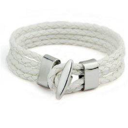  Geflochtenes Vier-Lederarmband, Weiß