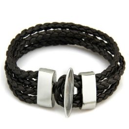  Geflochtenes Vier-Lederarmband, Braun