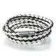  Geflochtenes dreifaches Lederarmband, Schwarz-Weiß