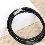  Geflochtenes dreifaches Lederarmband, Schwarz