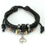  Lederarmband mit Anhänger, Peace