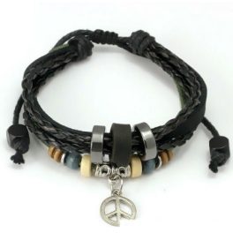  Lederarmband mit Anhänger, Peace