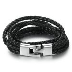  Geflochtenes Sechs-Lederarmband, Schwarz