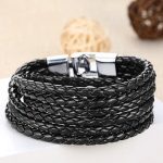  Geflochtenes Sechs-Lederarmband, Schwarz