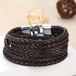  Geflochtenes Sechs-Lederarmband, Braun