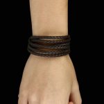 Geflochtenes Sechs-Lederarmband, Braun