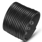  Lacklederarmband für Herren, Schwarz