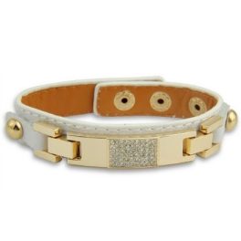 Goldfarbenes Lederarmband, Weiß