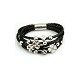  Geflochtenes Fünf-Lederarmband mit Kleeblattmuster, Schwarz