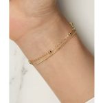 Ezüst karkötő dupla lánccal aranyszínben