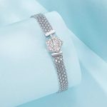 Ezüst karkötő rózsával és kristályokkal, 17 cm