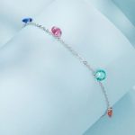 Ezüst karkötő színes kristályokkal