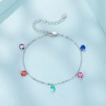 Ezüst karkötő színes kristályokkal