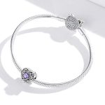 Ezüst charm (925), szív vintage stílusban