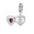 Ezüst charm, kinyitható szív, vörös kristállyal