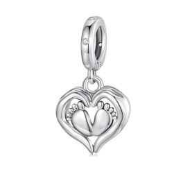 Ezüstcharm, babatalp szívvel