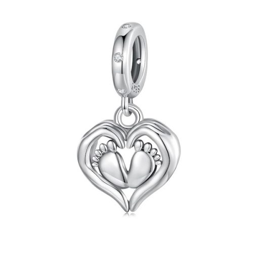 Ezüstcharm, babatalp szívvel