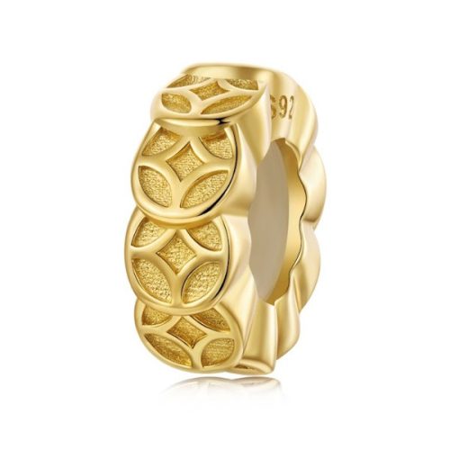 Ezüst charm (925) virágokkal, aranyszínben